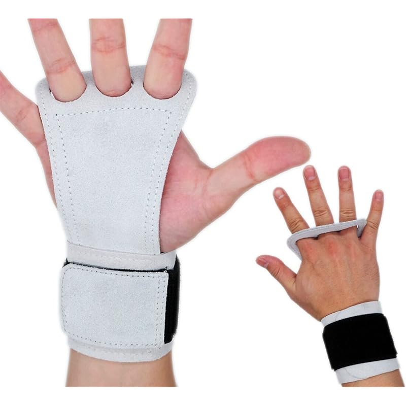 SUOAK Sports Gloves, Genuine Leather Hand Grip CrossFit Gloves and Wrist Wraps for Women and Men, Palm Protector for Pull-Up Lifting Gymnastics