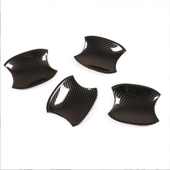 4pc For Toyot@ Tacoma 2016-23 Carbon Fiber Car Side Door Handle Bowl Cover Trim