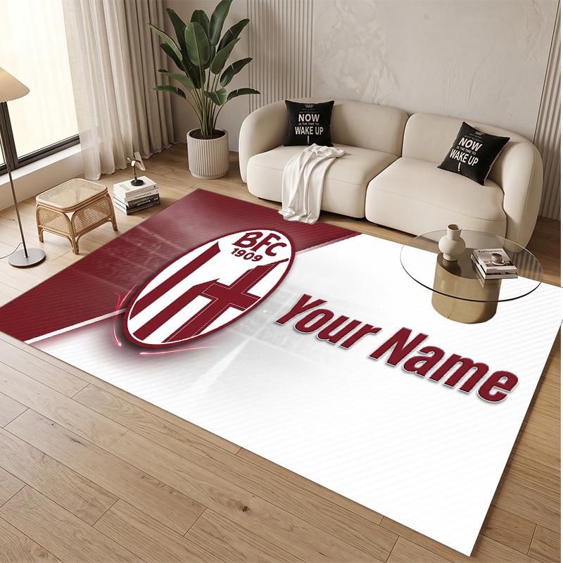 Personalized Crystal Velvet Carpet Bologna FC Pattern Non Slip Floor Rug