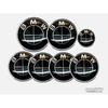 Modifix_co_uk BMW FULL BLACK Emblem Badge 7pcs Set: Front + Rear + Centre Caps + Decal