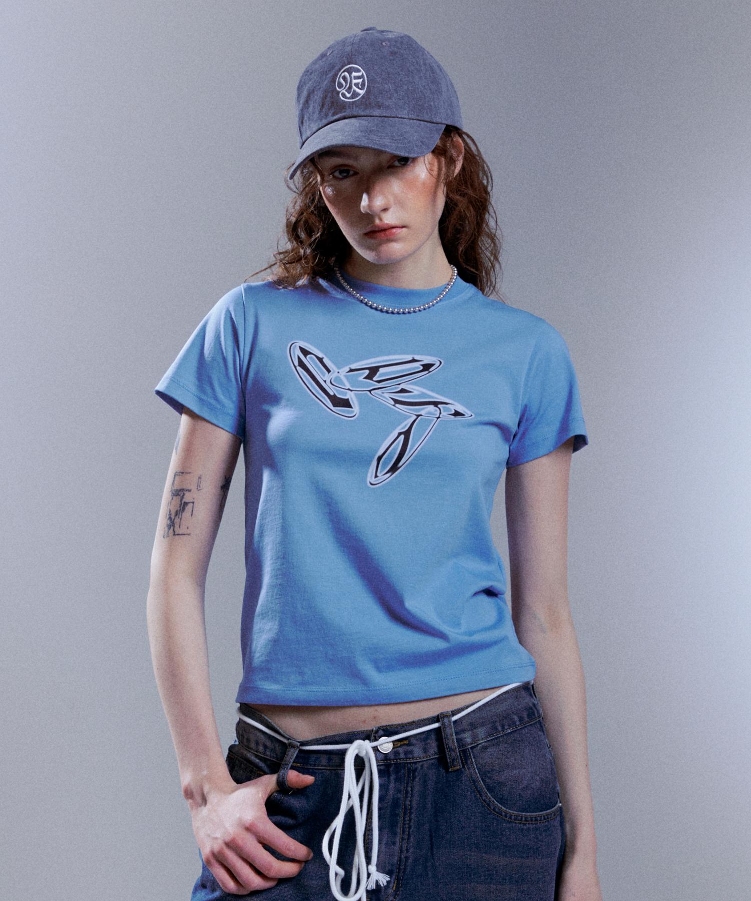 Episode Untitled Ssim Print Crop T-Shirt Blue 1