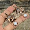 Mother Of Pearl Gemstone Earring Electroformed Copper Earrings Handmade Boho Jewelry Sun And Star Earring Electroformed Jewelry Gift For Mom