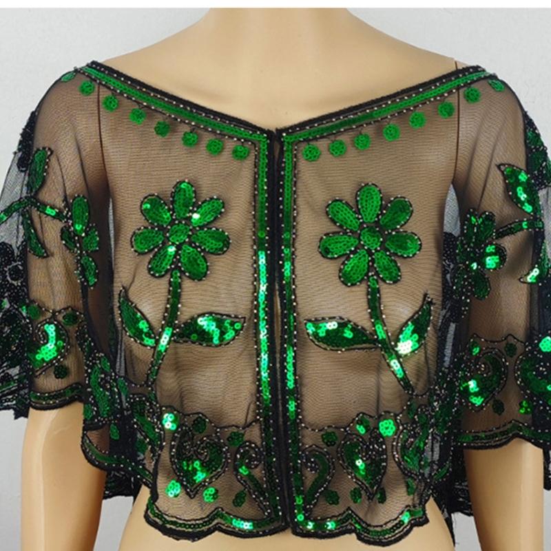 Sparkling Short Scarf Shawl With Glittering Sequined For Women And Girl Beach Event Evening Party Dressingup Accessory