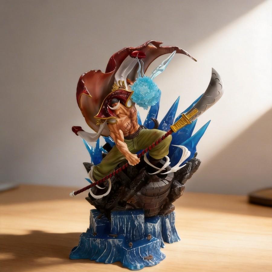 One Piece Series Vientiane Whitebeard Statue GK Large Figure Anime Decoration Scene Plug In Light 38cm