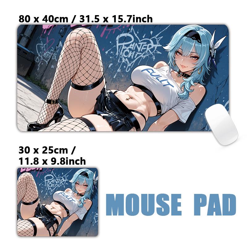 Gaming Mouse PadAntislip Stitched Edges Stylish Urban Anime Girls Graffiti Street Print Gaming Keyboard Mat for Gamers