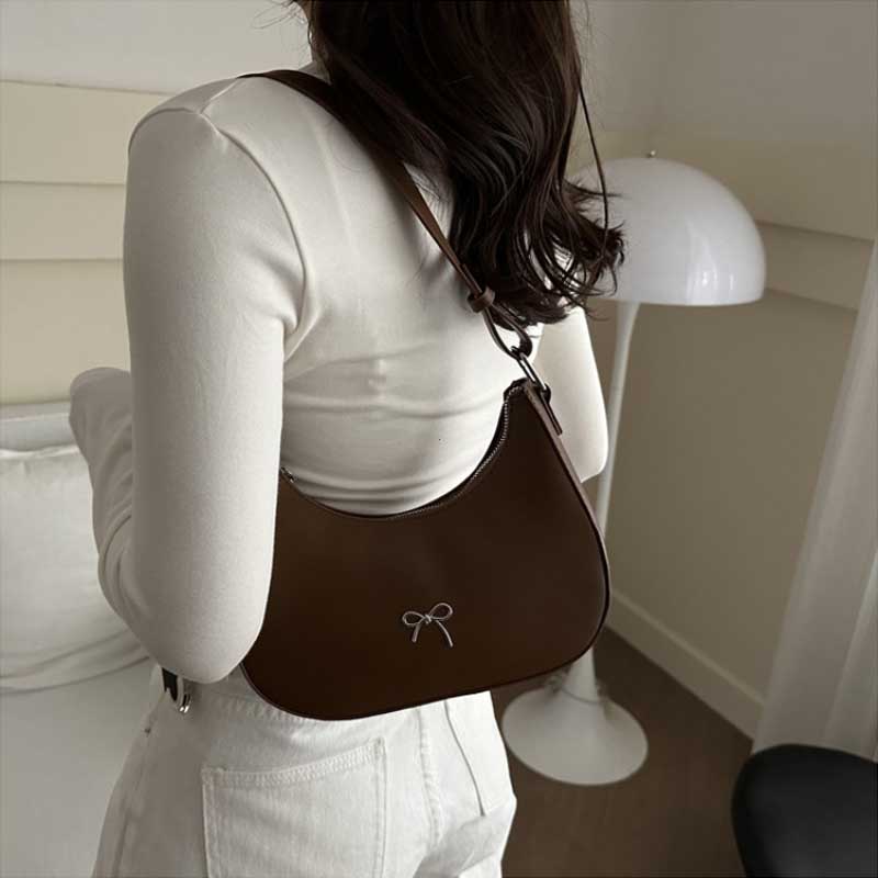 Bowknot Armpit Bag Korean Underarm Bag Luxury PU Leather Y2K Handbag Girls Shoulder Bag Clutch Purse Bolsa Feminina