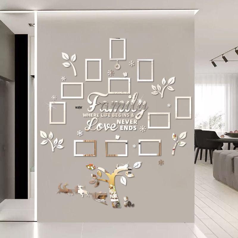 Oturma Odası Dekorasyonu için 3D Akrilik Yılbaşı Ağacı Fotoğraf Çerçeveli Duvar Sticker