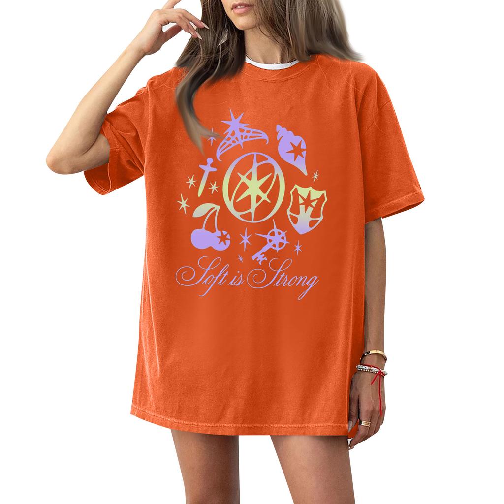 Dámské tričko s kulatým výstřihem, krátkým rukávem a potiskem