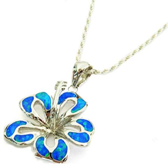 

Hawaiian Jewelry Necklace Pendant Hibiscus Synthetic Opal Jewelry [LocoMocoAloha] [Genuine]