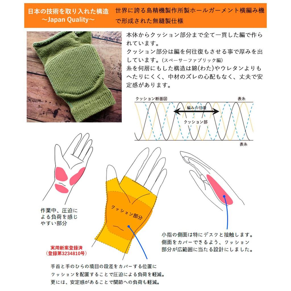 Handgelenkauflage mobiler Handschuh Gepolsterte Handschuhe für Tastaturen und reduziert Druck und Reibung auf der und bietet Stabilität coco-kara Japanische Herstellung (schwarz)
