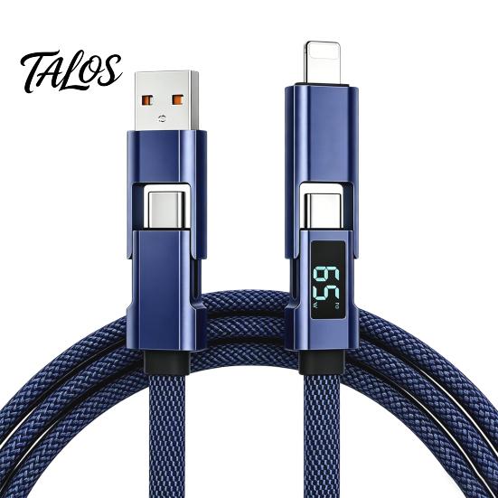 Talos Multi-Level High-Power Data Cable, Fast Charging Up To 100W, USB Type-C 8-Pin Charger Cable with Real-Time Digital Display, Durable Braided for