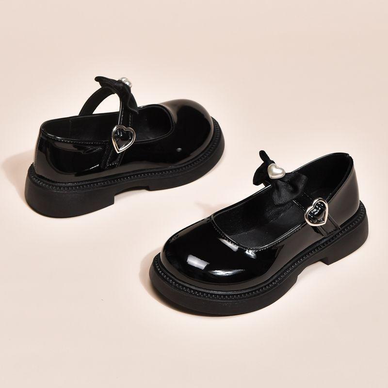 Black Versatile Round Head Heightened Thick-soled Mary Jane Small Leather Shoes for Women's British New Shallow Single Shoes