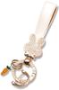 Rabbit Strap Keychain for Women, Leather, Ivory and White, Korean Style, Rabbit Animal Key Ring, Women's, Ribbon, Carrot, Sparkling, Stylish, Cute
