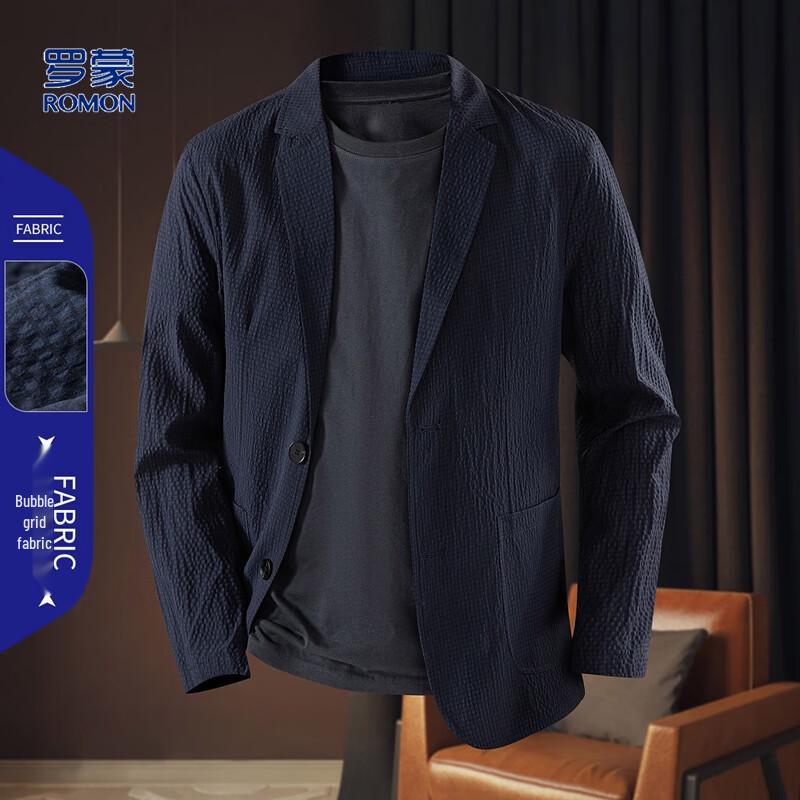 Мужской блейзер Luomeng с пузырьковой текстурой, однотонный, в стиле business casual L