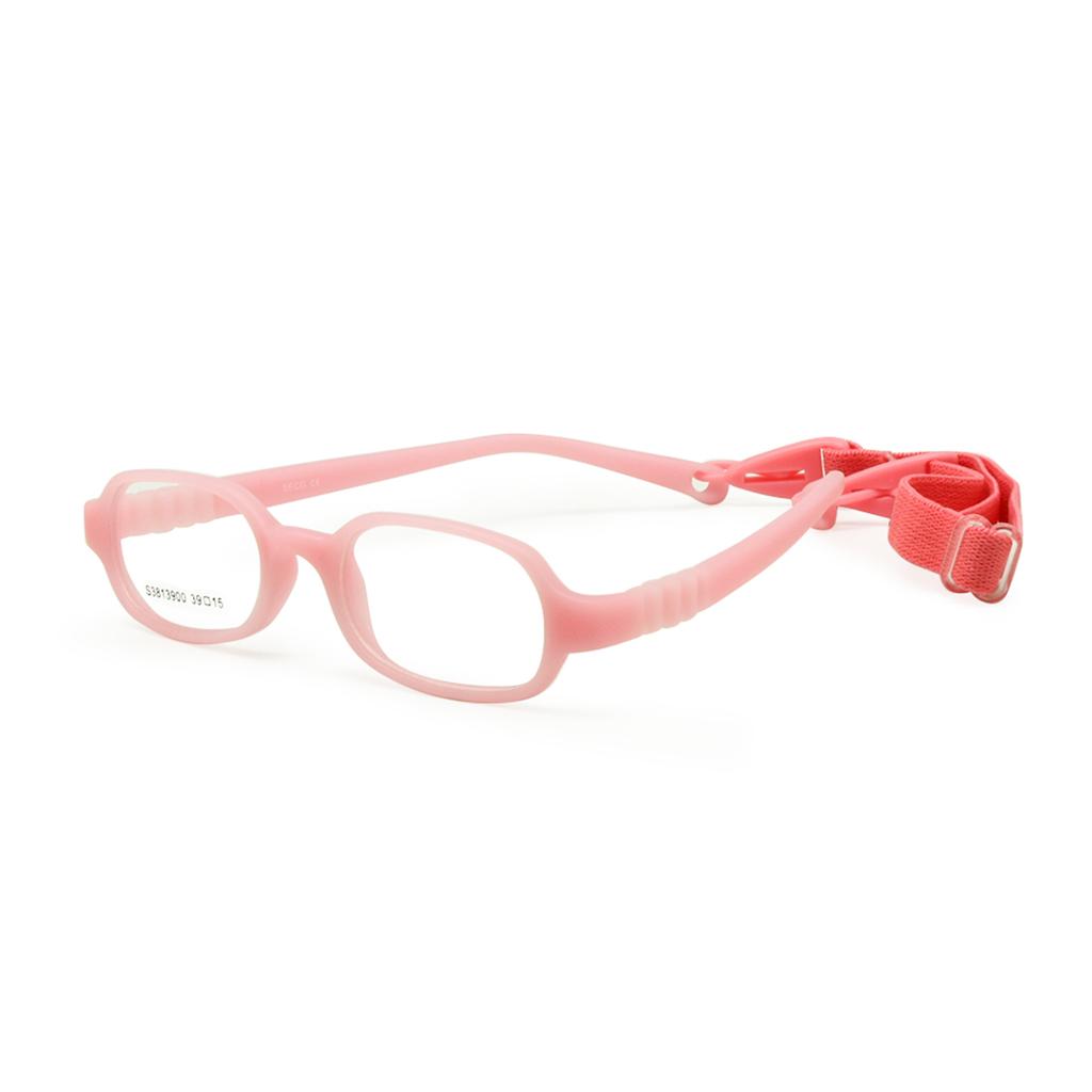 Baby Girls Boys Optical Glasses with Strap Size 39 Flexible Frame No Screw One-piece Band Cord Retainer
