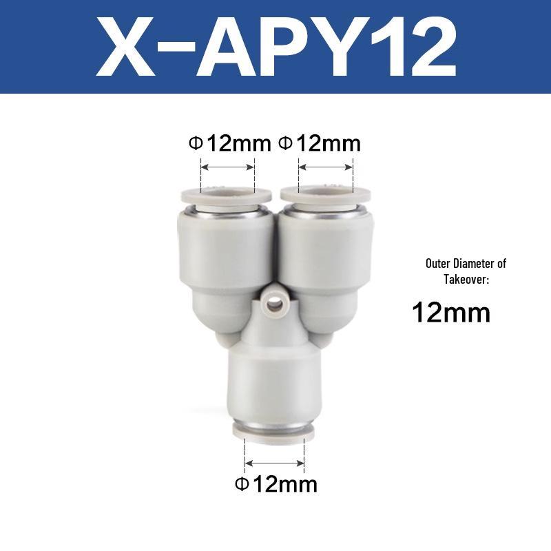 Yadake Pneumatic Y-Type Equal Diameter Three-Way Quick Connector for Air Tubes (4-12mm)