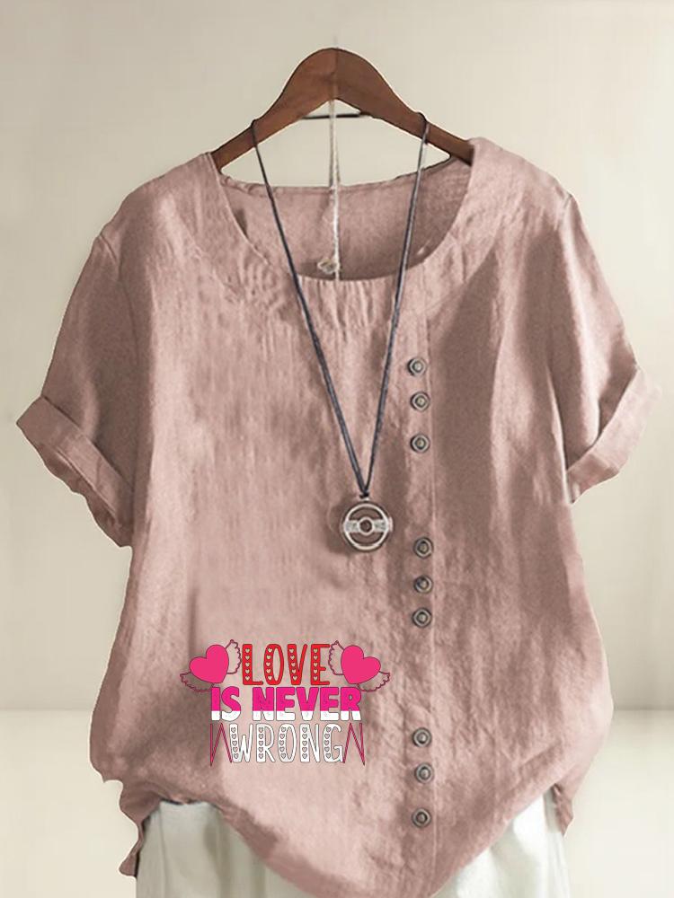 Women's Fashion Letter Printing Shot Sleeve T-shirt Loose Cotton Shirt Casual Loose Summer Blouse Tops Plus Size