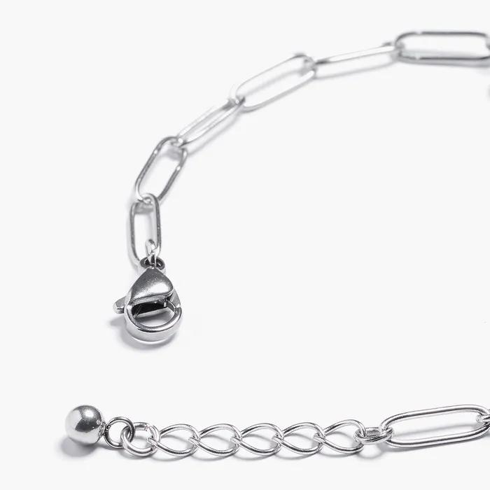 Volume Line Heart Pendant Chain Bracelet (C2503AC1297_SV)