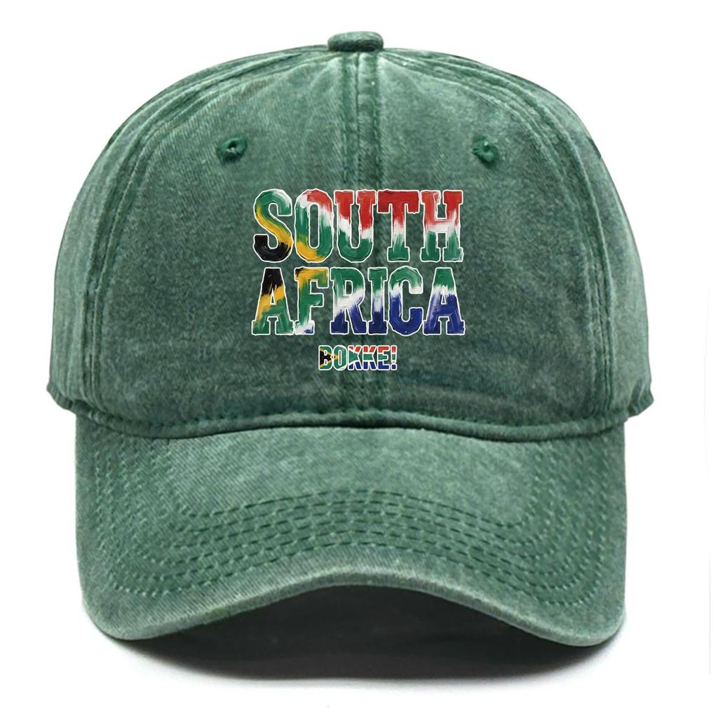 "SOUTH AFRICA" "BOKKE" Flag Printed Baseball Cap , Adjustable Baseball Hat Stylish Slouchy Trendy Leisure Woman's Cap