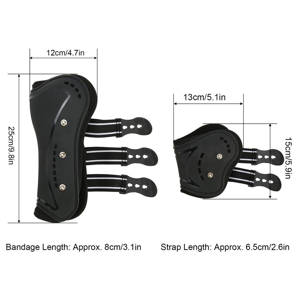 Horse Front Hind Leg Boots Shock Absorption Breathable Open Front PU Horse Tendon Boots for Jumping Show Riding