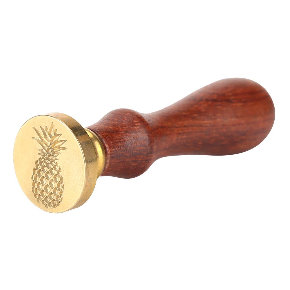 3D Carve Plant Pattern Seal Wax Stamp Wedding Invitation Wood Handle Stamp Cards DIY Antique Handle Initial Stamp Chapter