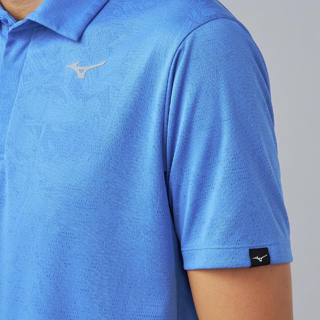 Golf Wear Nexlite Print Collar Cooling Dazzling Size M [Mizuno] Short-Sleeve Shirt, Sweat-Wicking, Quick-Drying, Feel, 52MAD004, Men's, Blue,