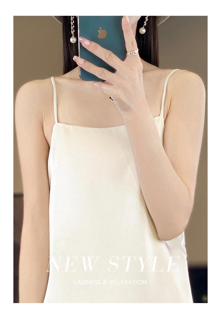 2024 Summer One-Shoulder Satin Acetate Camisole Dress for Women