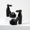 Fashion Summer Nightclub Pole Dancing Shoes Platform Shoes 14CM Party Rivet Ankle Strap Sandal Women Model Extreme High Heels Sandals