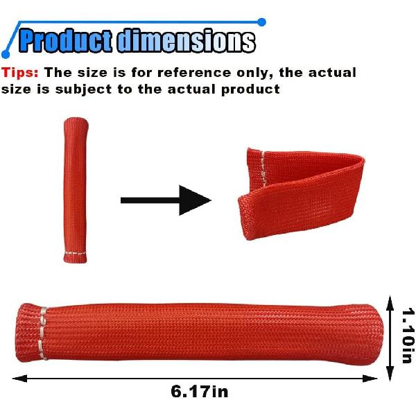 8PCS Spark Plug Wire Heat Shield Sleeve, 1500° Spark Plug Wire Cover Wrap,Red