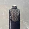 Women's Slimming Stretch Mesh Lace Turtleneck - See-through Autumn Winter Base Layer Top