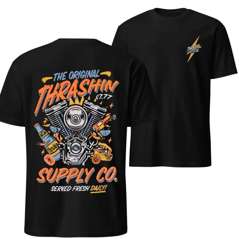 Thrashin Supply Motorcycle T-Shirt Biker Streetwear Graphic Tee S разноцветный