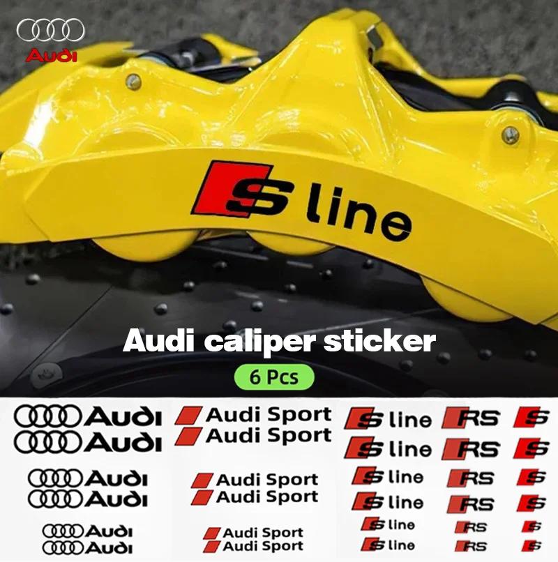 6pcs Heat Resistance Caliper Decals Wheel Decor Vinyl Stickers for Audi S A3 A5 A6 A1 A2 A4 A7 A8 Q1 Q2 Q3 Q4 Q5 Q6 Q7 Q8 RS7 RS