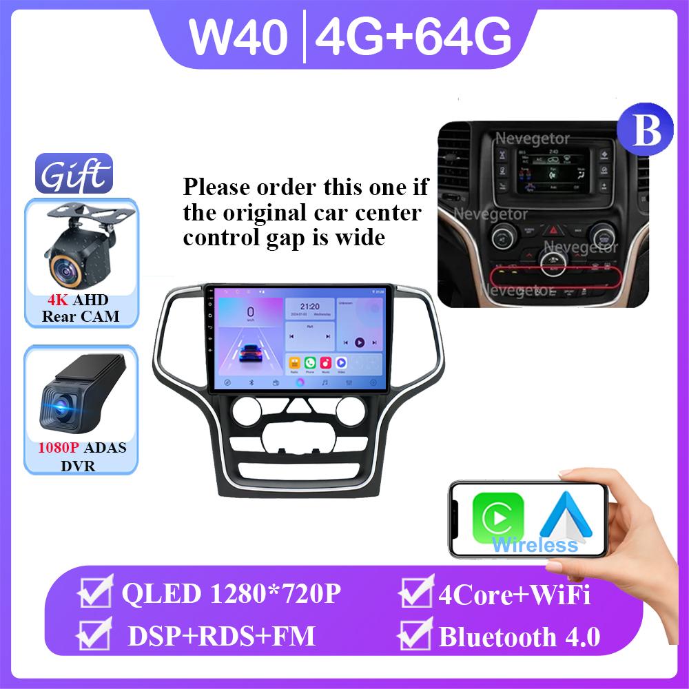 Android 14 For Jeep Grand Cherokee WK2 2014- 2022 Car Radio Multimedia GPS Navi Stereo BT Auto Carplay NO 2din DVD QLED Screen