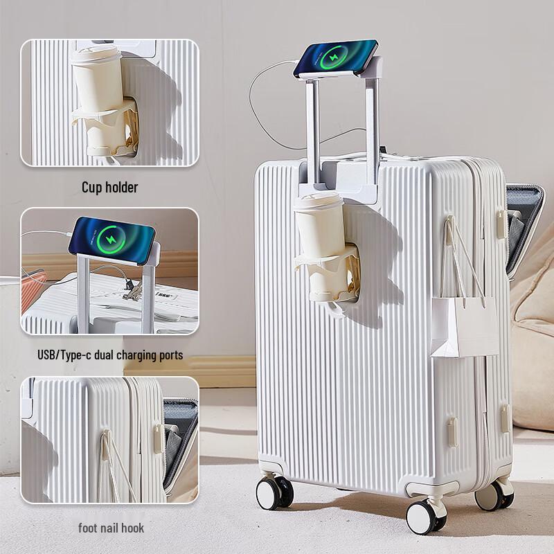 OEING Front-Opening Spinner Luggage 24-inch