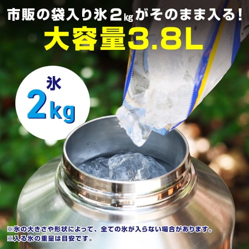 Vastland VASTLAND Ice Container, 3.8L, for Camping, Keeps Water Bottles Cold, Vacuum Insulated, Silver