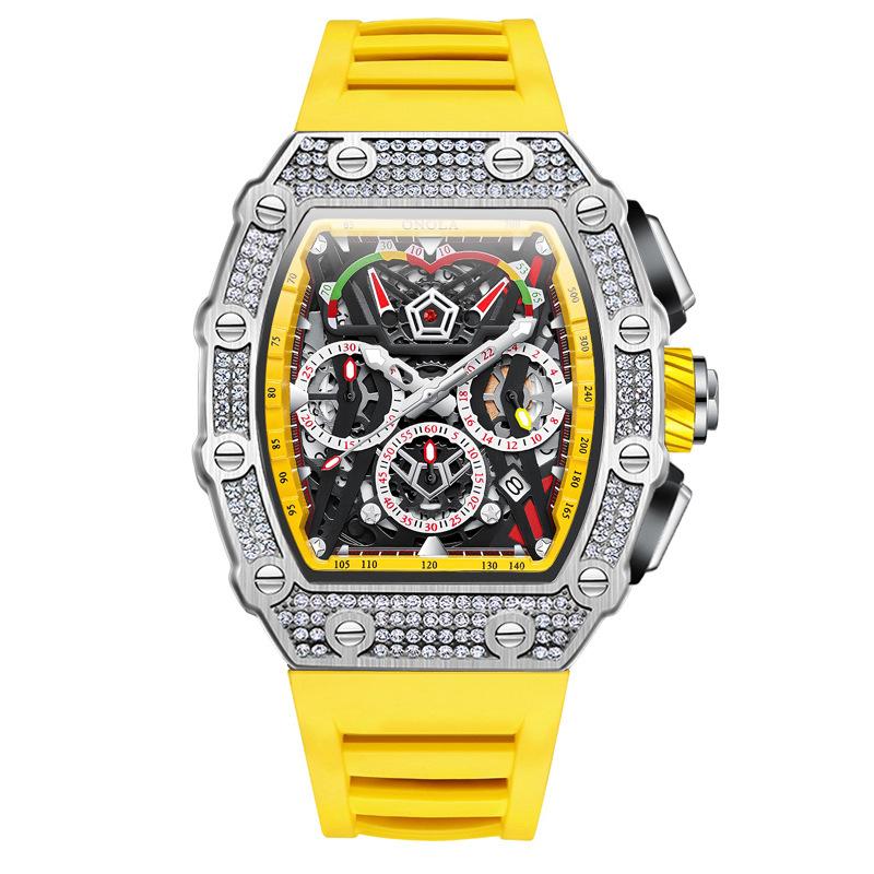 Fashionable Full Diamond Design Multifunctional Fully Automatic Mechanical Watch for Men