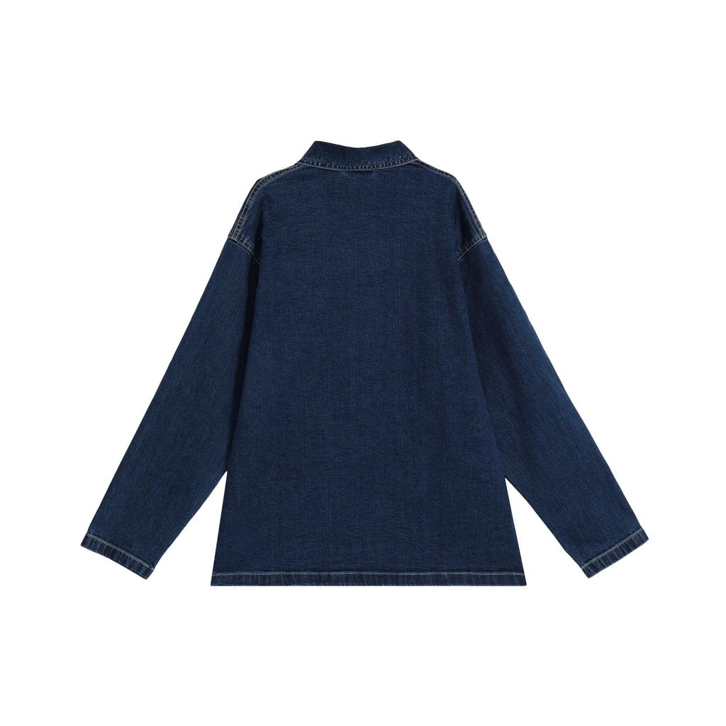 Uniqlo Solid Color Casual Denim Jacket Unisex Jackets Blue 456744-66