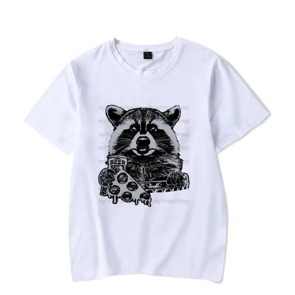 Men's T-shirt Raccoon T Shirt Pizza and Beer T Shirts Funny Beer Witty Kawaii Shirt Men Women Tshirt Male Classic T-shirt Hombre