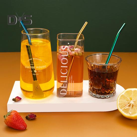 Lžička s brčkem, opakovaně použitelná, odnímatelná, filtrační lžička z nerezové oceli na volné listy, brčko