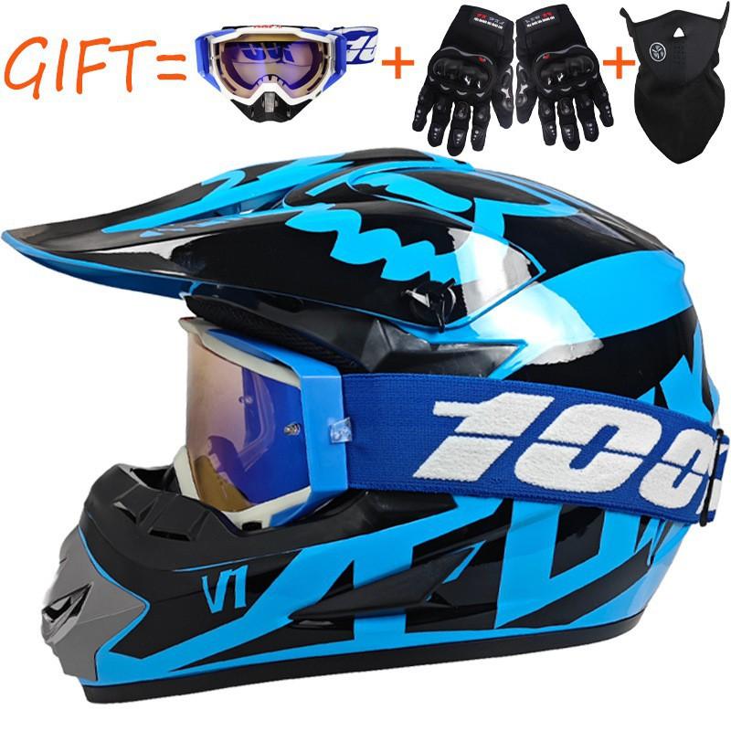Equipped With 100% Goggles + Gloves Mask Off-road Helmet Mountain Biking Downhill Youth Go-kart