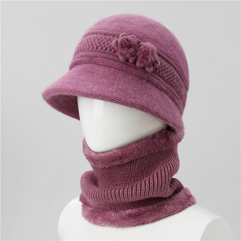 Hat Female Mother Day Thickened Thermal Hat Grandmother Old Lady Rabbit Wool Knitted Hat Cold Proof