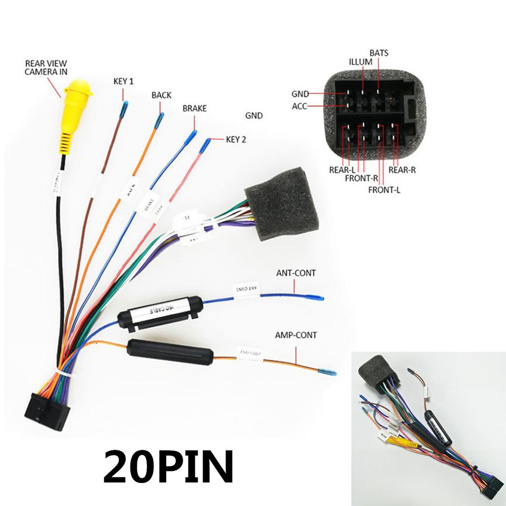 20-Pin Car Stereo ISO Wiring Harness