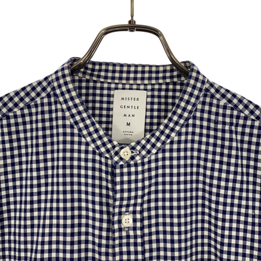 Mr.GENTLEMAN made in Japan Check Pattern Short sleeve Band collar shirt M Men's Used
