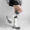 1 Pair Middle Tube Calf Socks Gray Spliced Boot Cuffs Harajuku Foot Cover  Autumn Winter