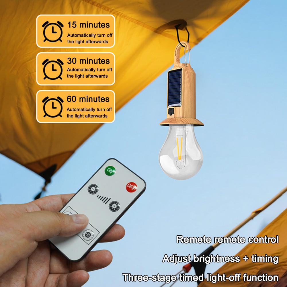 LED Camping Lights USB Rechargeable 3 Lighting Modes Dimmable Vintage Light Bulbs with Hook Outdoor Camping Hiking Tent Lantern