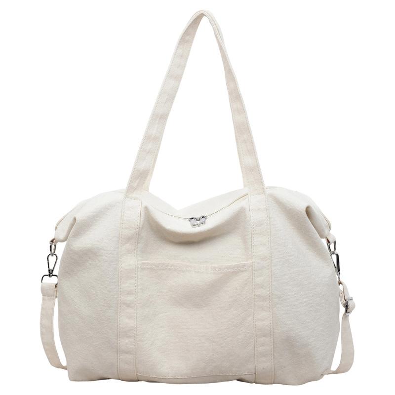 

Women s Canvas Bag Large Capacity Solid Color Handbag Commuter Shoulder Bag белый