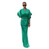 2025 Summer Casual V-neck Short-sleeve Goddess Waist-Cinching Long Dress