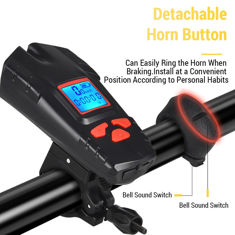 Luce da testa per bicicletta con tachimetro Corno wireless Tachimetro per bicicletta impermeabile da 2000 mAh