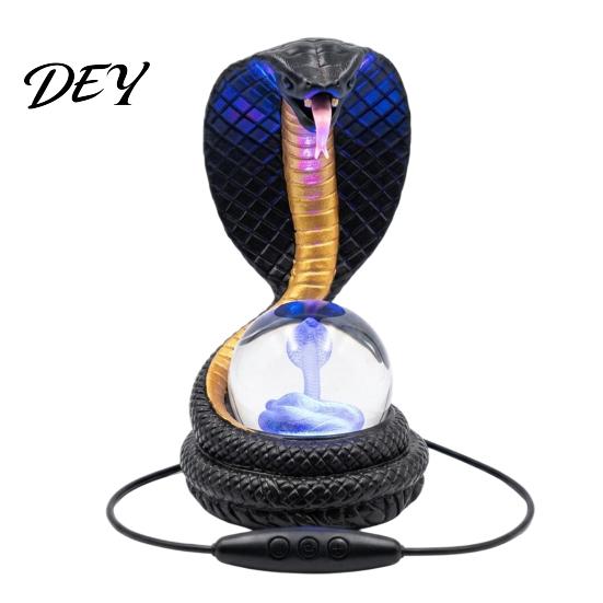 Nachttischlampe Schlangenform Schreibtischlampe, Harz LED Tischleuchte mit RGB Farbe Jahr des Dekor Wechsels, Kunstkristallkugel Lampe für Schlafzimmer Büro
