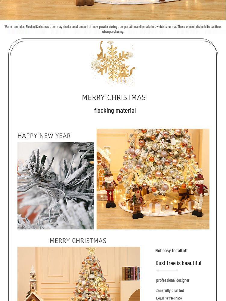 Skandinaviško stiliaus aukštos klasės balto sniego Kalėdų eglutės dekoracijų rinkinys (1.5/1.8/2.1m)